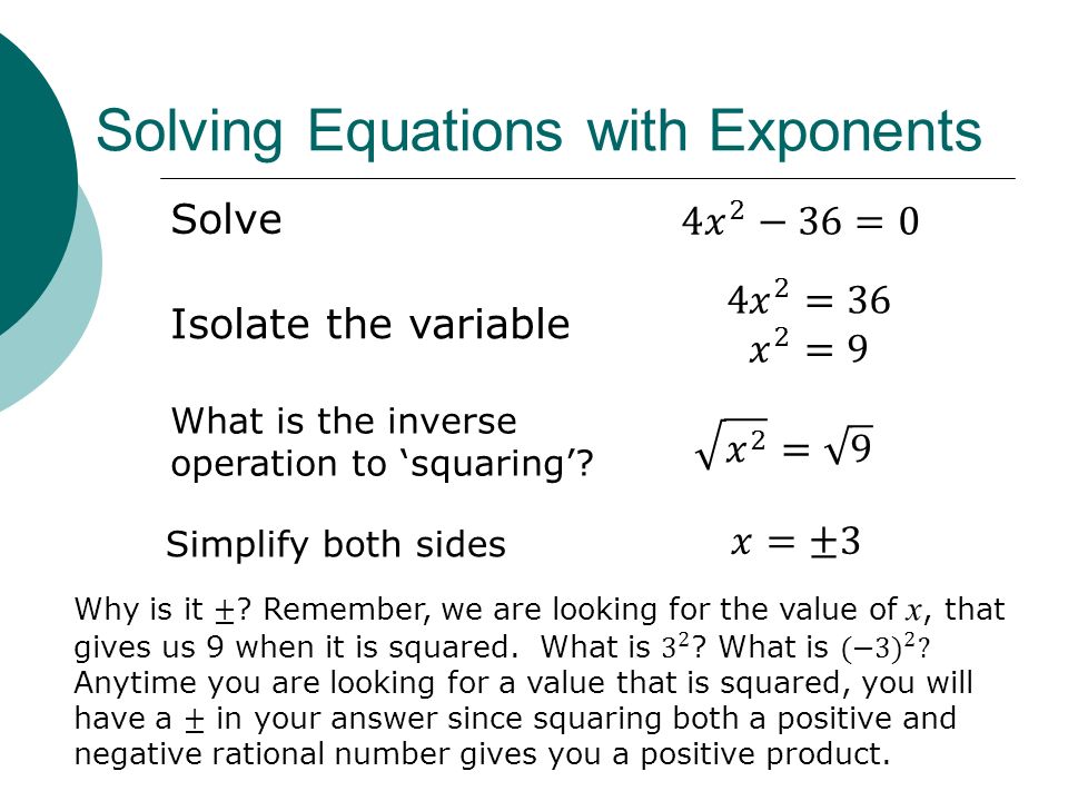 Solving Equations By Extracting Roots Aii 4b 2 Solving Equations With Exponents