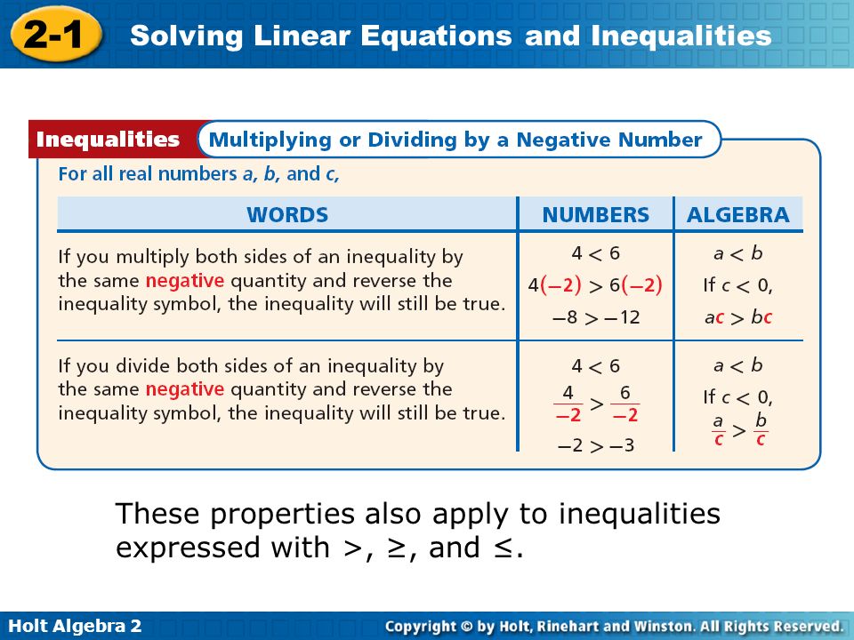 How To Solve Linear Equations And Inequalities Tessshlo Holt Algebra Solving Linear Equations And Inequalities An Equation