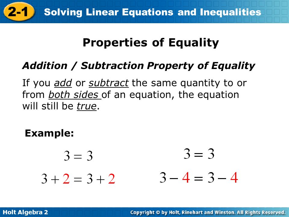 How To Solve Linear Equations And Inequalities Tessshlo Holt Algebra Solving Linear Equations And Inequalities An Equation