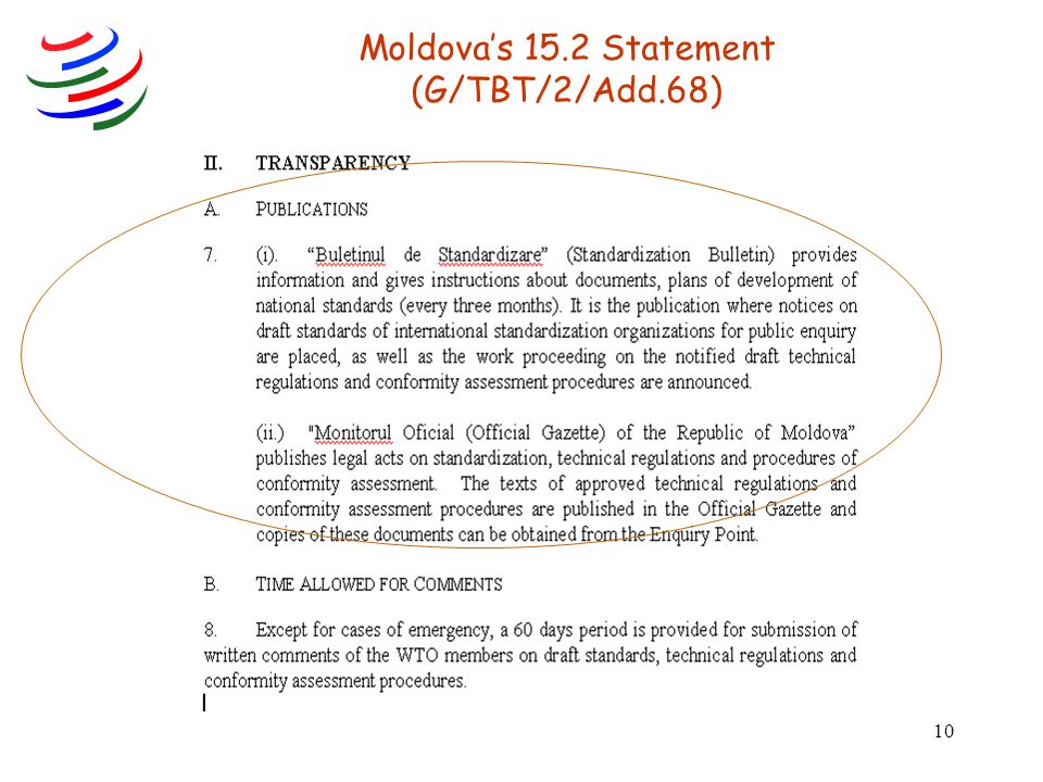 10 Moldova’s 15.2 Statement (G/TBT/2/Add.68)