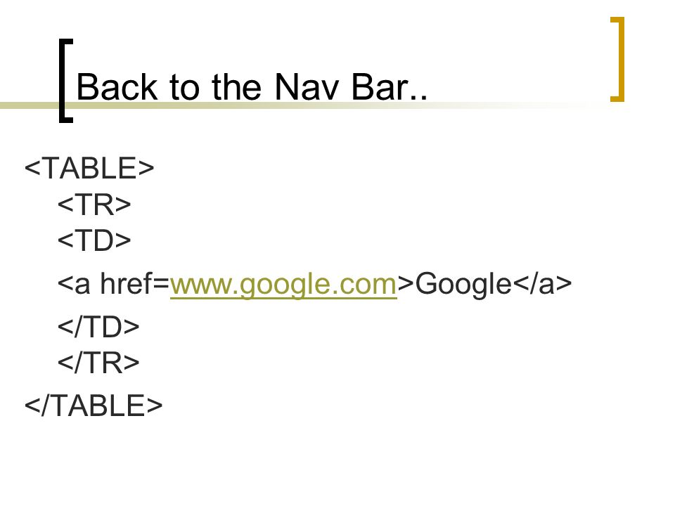 Back to the Nav Bar.. Google