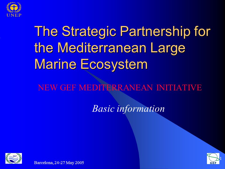 Barcelona, May The Strategic Partnership for the Mediterranean Large Marine Ecosystem NEW GEF MEDITERRANEAN INITIATIVE Basic information