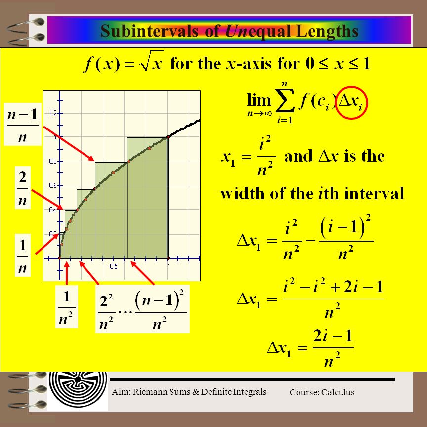 Aim: Riemann Sums & Definite Integrals Course: Calculus Subintervals of Unequal Lengths