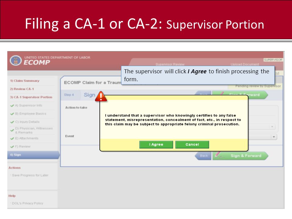 ecomp for supervisors this training will provide supervisors with ca 1 form