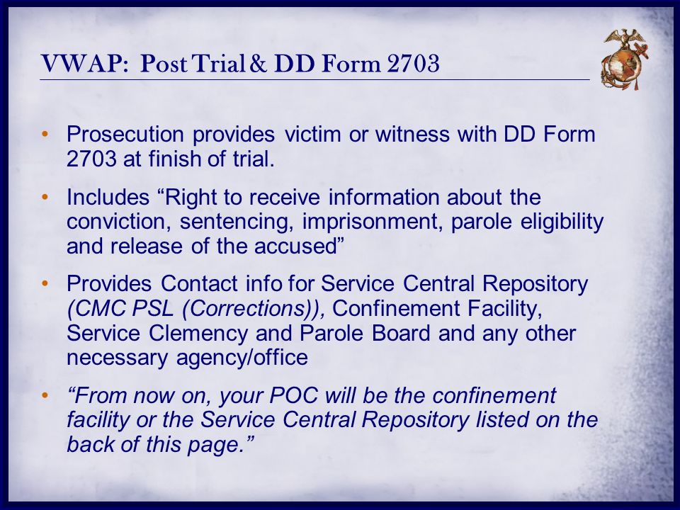 usmc vwap overview vwap purpose goals ensure that victims and dd form 2701