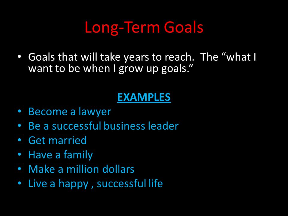 short term goal examples