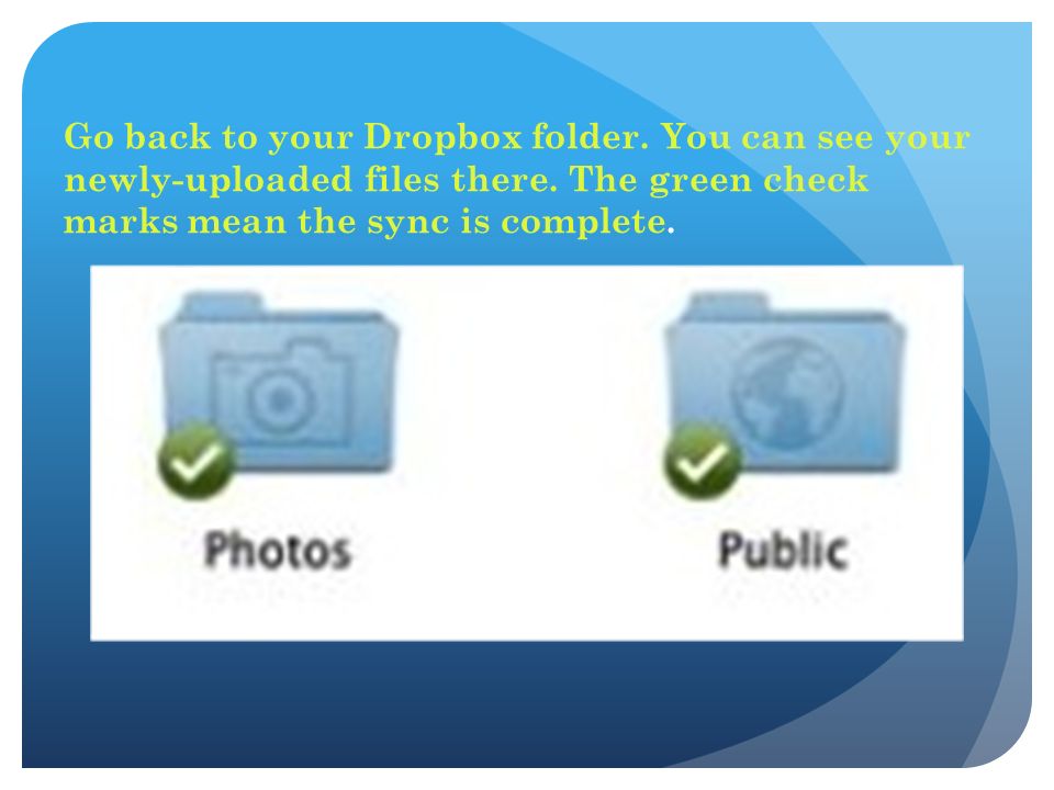 Go back to your Dropbox folder. You can see your newly-uploaded files there.