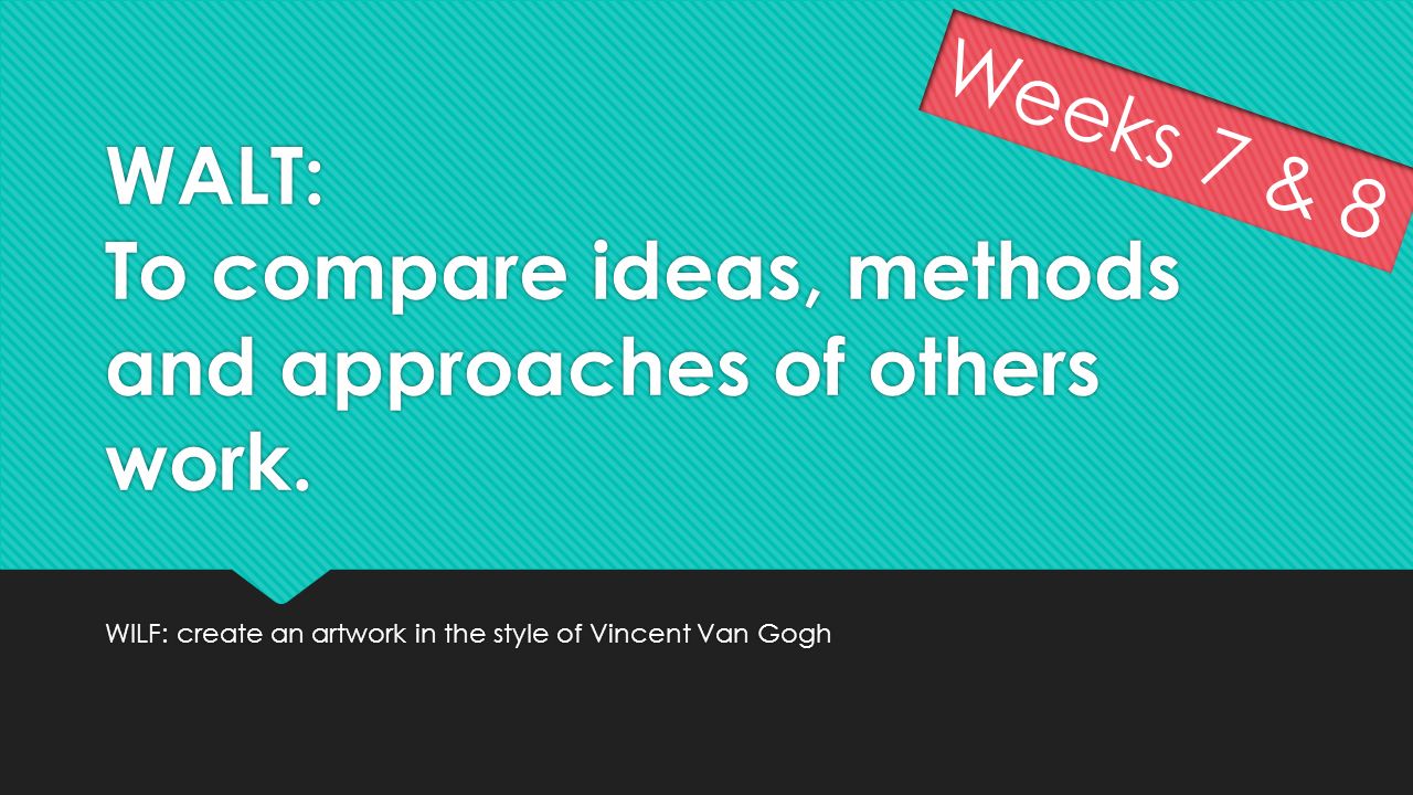 WALT: To compare ideas, methods and approaches of others work.