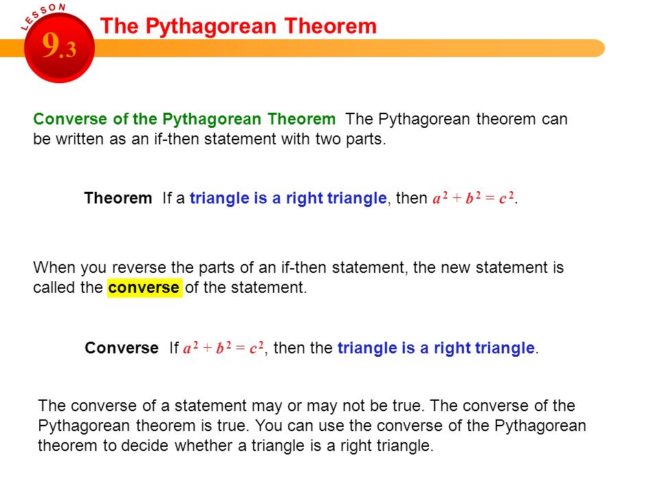 The Pythagorean Theorem 9 3.