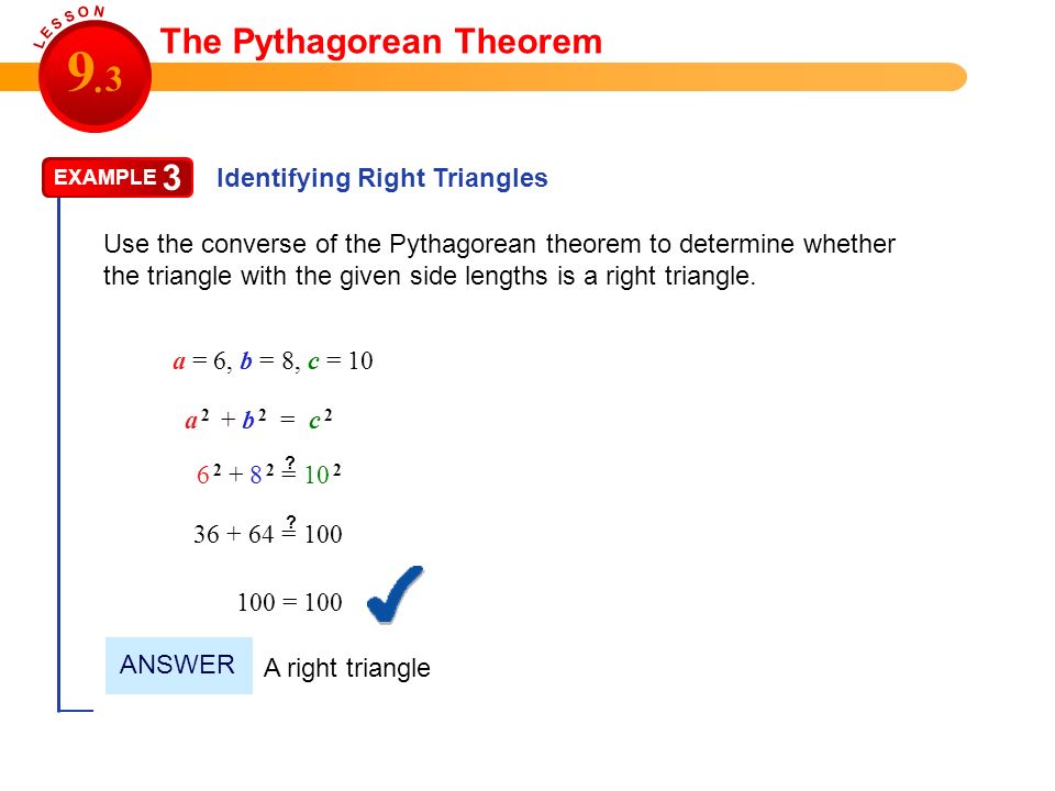 The Pythagorean Theorem = =