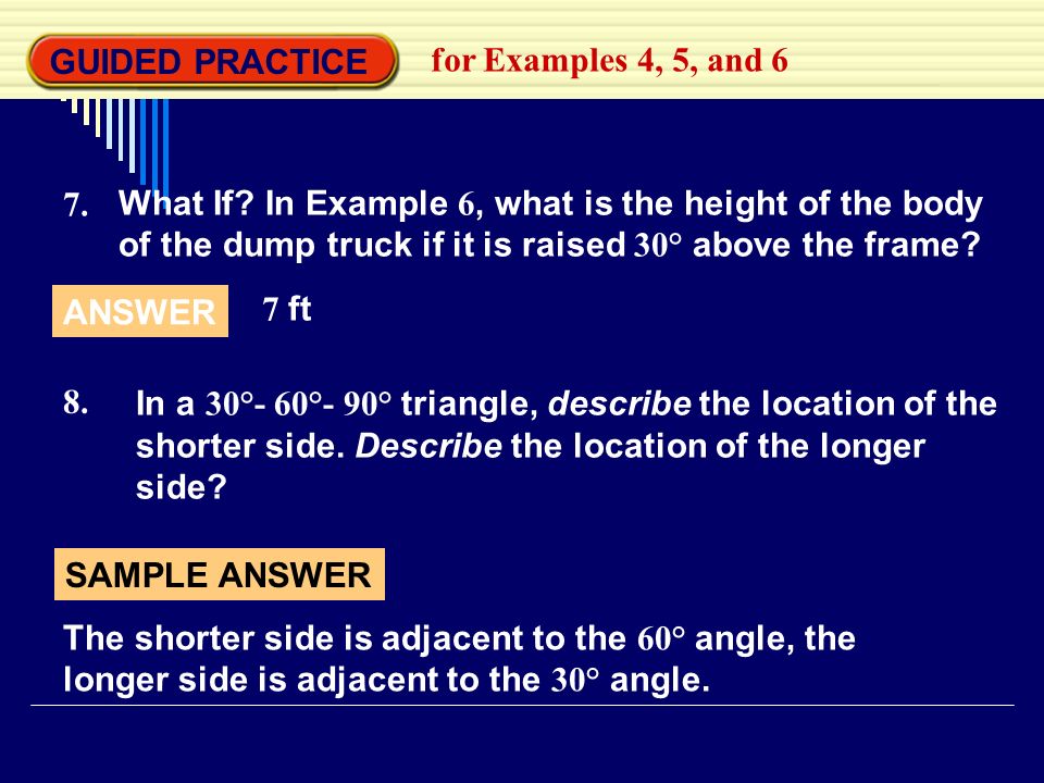 GUIDED PRACTICE for Examples 4, 5, and 6 What If.