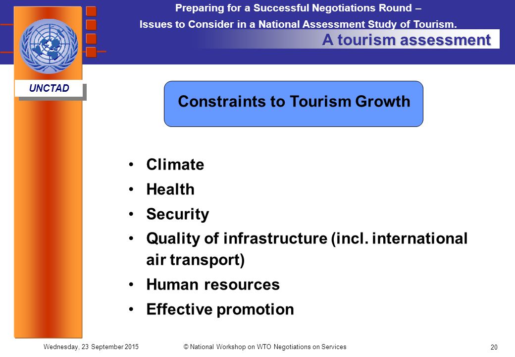 Preparing for a Successful Negotiations Round – Issues to Consider in a National Assessment Study of Tourism.
