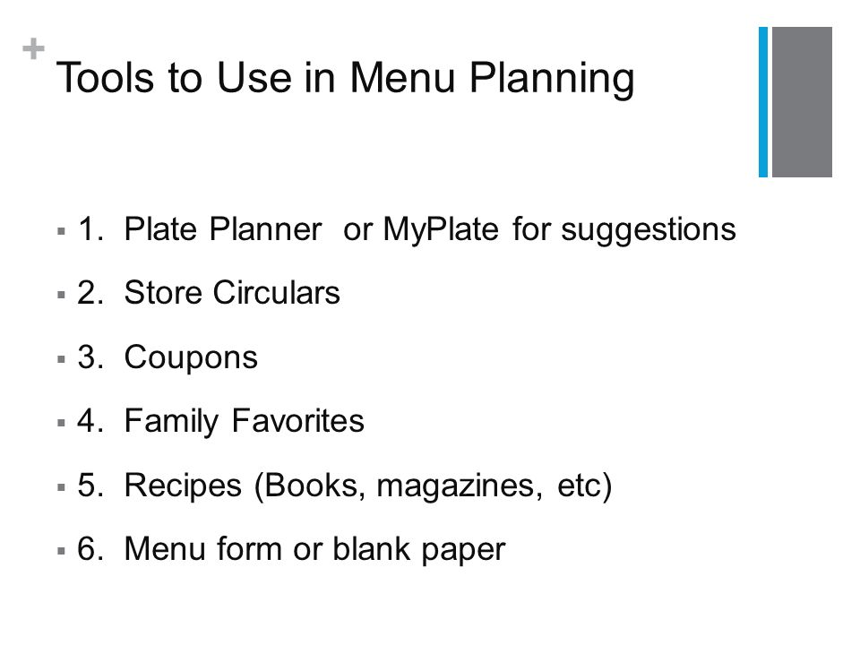 family menu planners