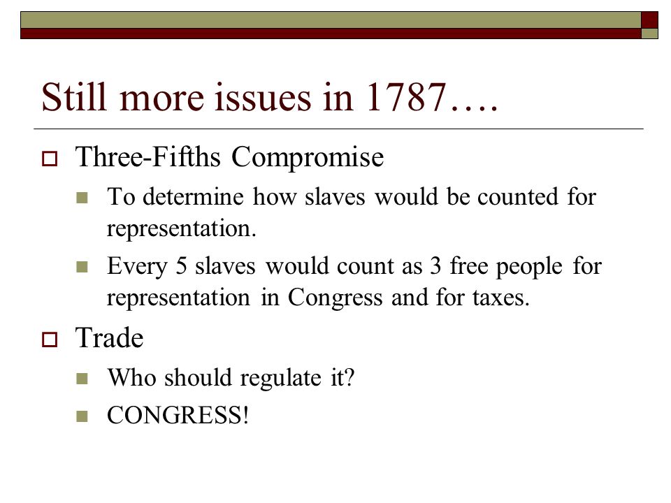 Still more issues in 1787….