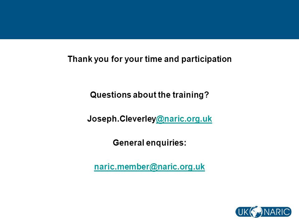 Thank you for your time and participation Questions about the training.