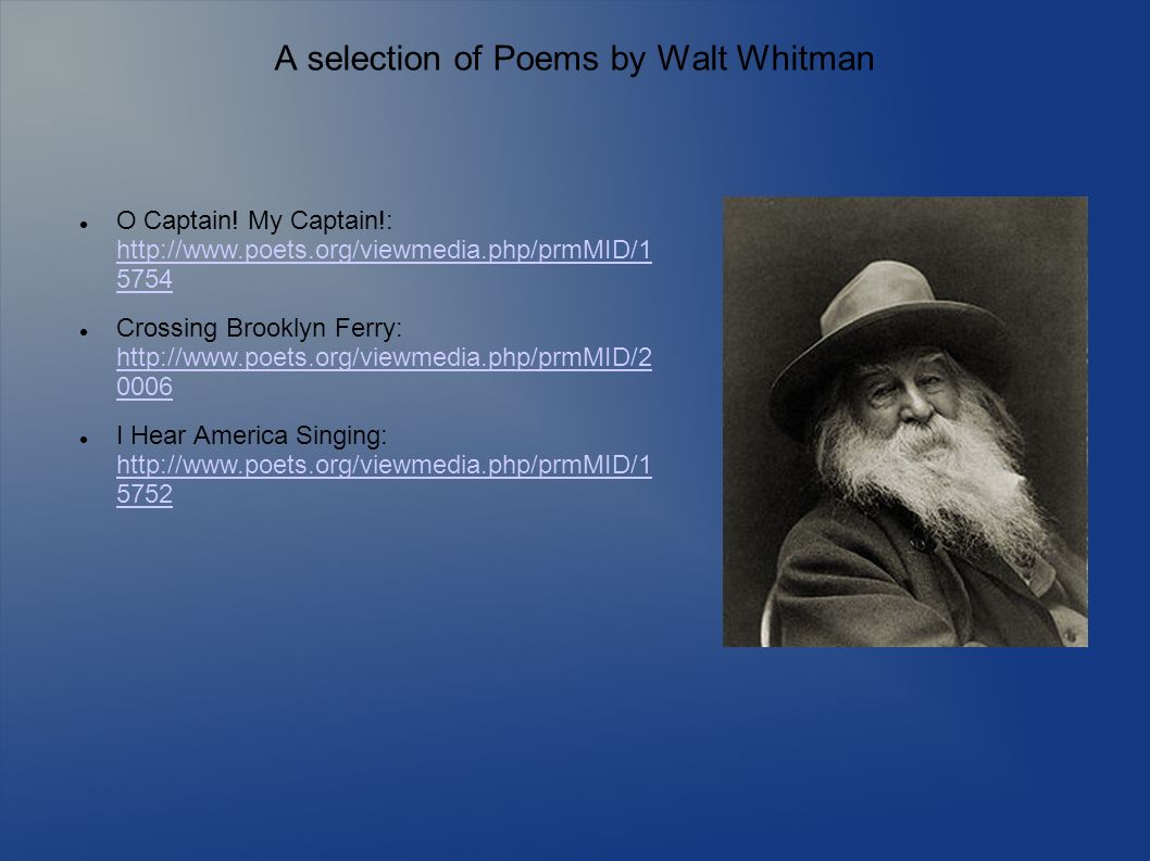 walt whitmans poem to a locomotive Walt whitman’s “to a locomotive in winter” was published in 1881 one thing that i find interesting about the date of this poem is it helps you understand why whitman wrote it. walt whitmans poem to a locomotive Walt whitman’s “to a locomotive in winter” was published in 1881 one thing that i find interesting about the date of this poem is it helps you understand why whitman wrote it.