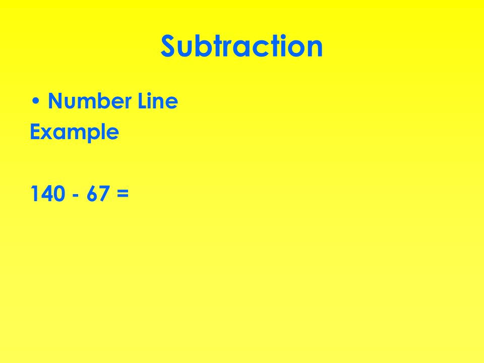 Subtraction Number Line Example =