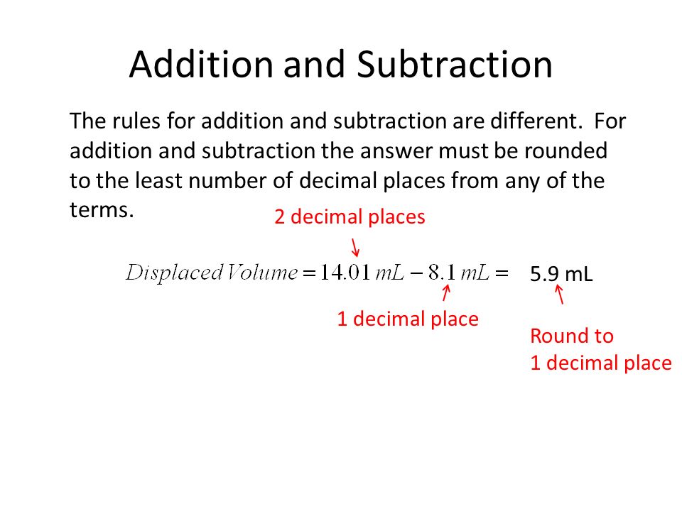 Addition and Subtraction The rules for addition and subtraction are different.