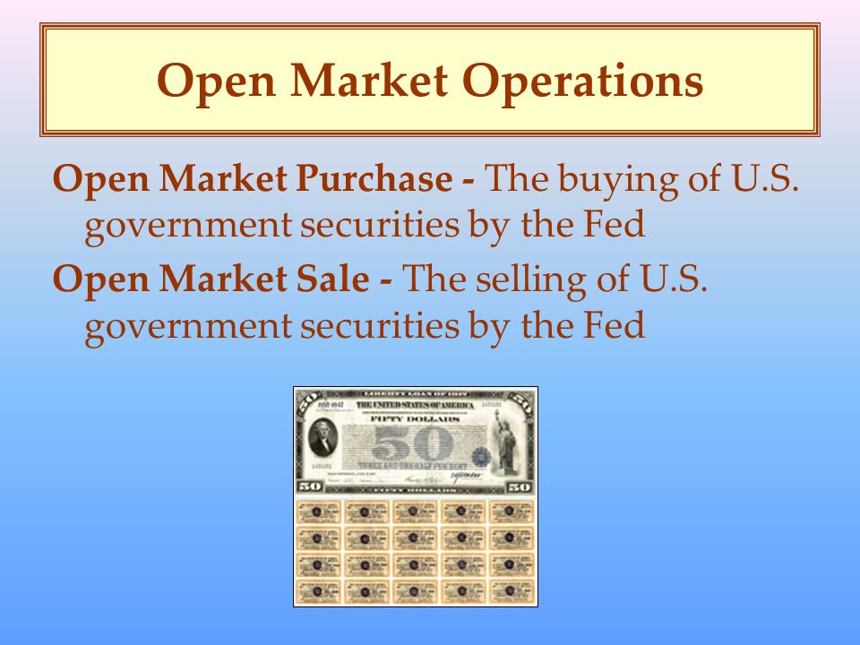 Open Market Operations Open Market Purchase - The buying of U.S.