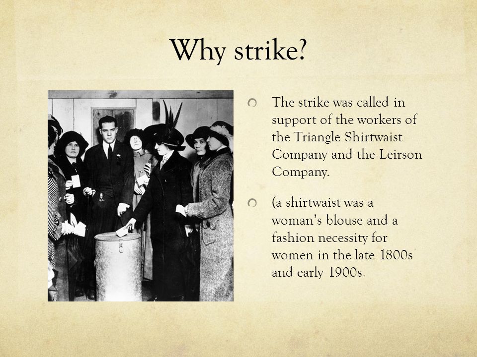 shirtwaist strike essay Find out more about the history of triangle shirtwaist factory fire when the international ladies garment workers union led a strike in 1909 demanding higher. shirtwaist strike essay Find out more about the history of triangle shirtwaist factory fire when the international ladies garment workers union led a strike in 1909 demanding higher.