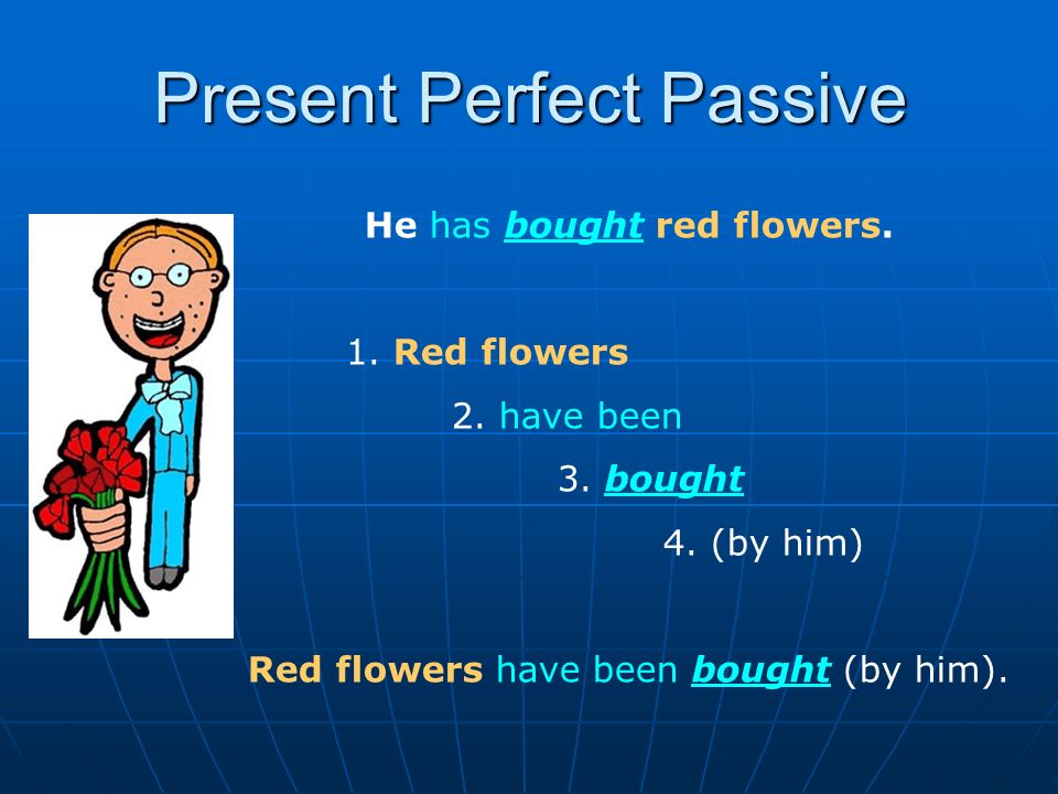Present Perfect Passive He has bought red flowers.