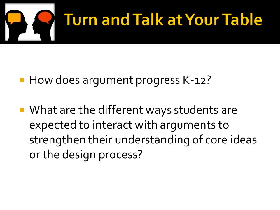  How does argument progress K-12.