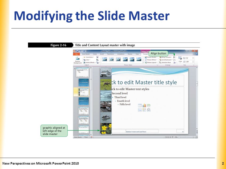 XP Modifying the Slide Master New Perspectives on Microsoft PowerPoint 20102
