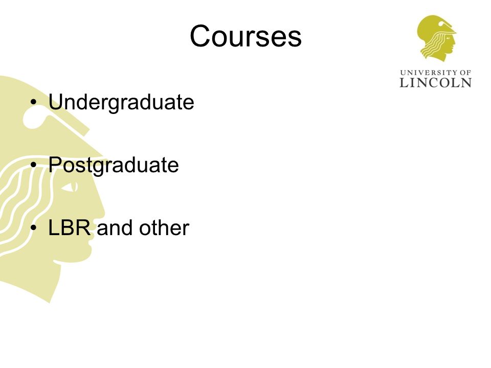 Courses Undergraduate Postgraduate LBR and other