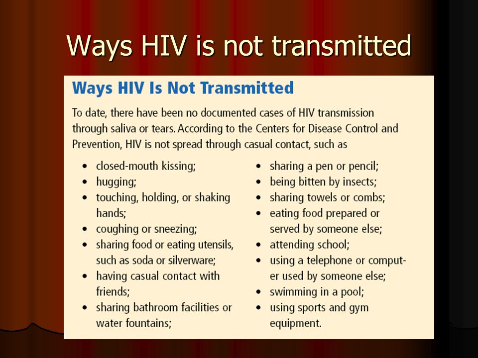 Ways HIV is not transmitted