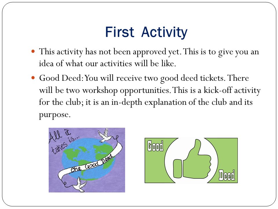 First Activity This activity has not been approved yet.