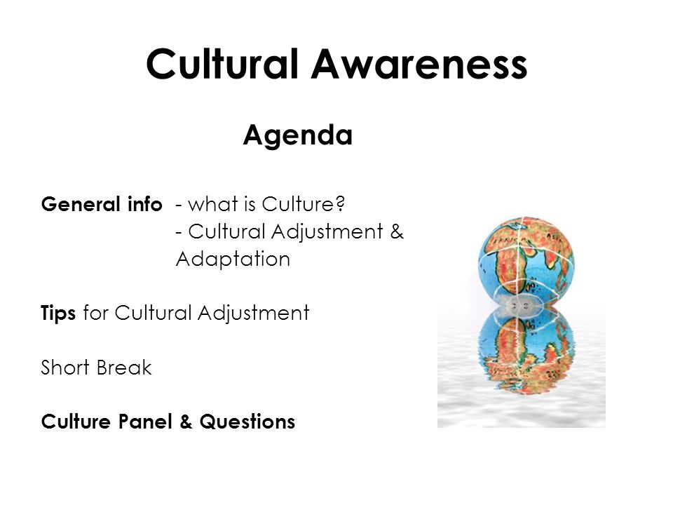 Cultural Awareness Agenda General info - what is Culture.