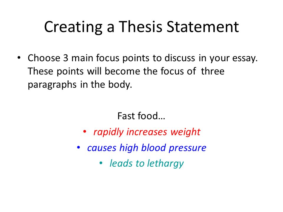 Thesis statement about obesity and fast food