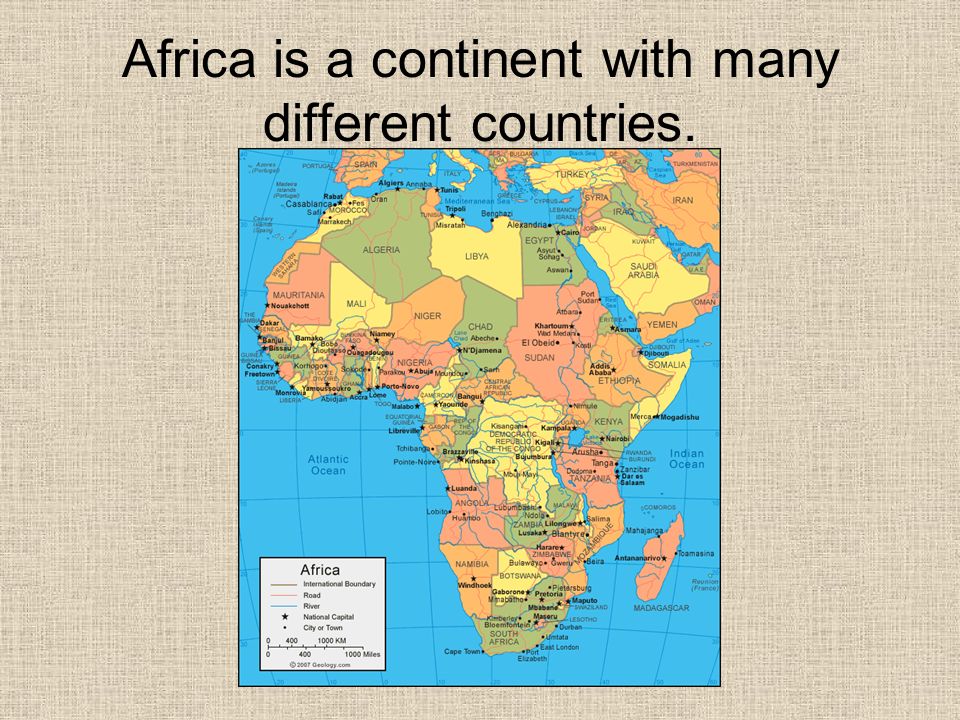 Africa is a continent with many different countries.
