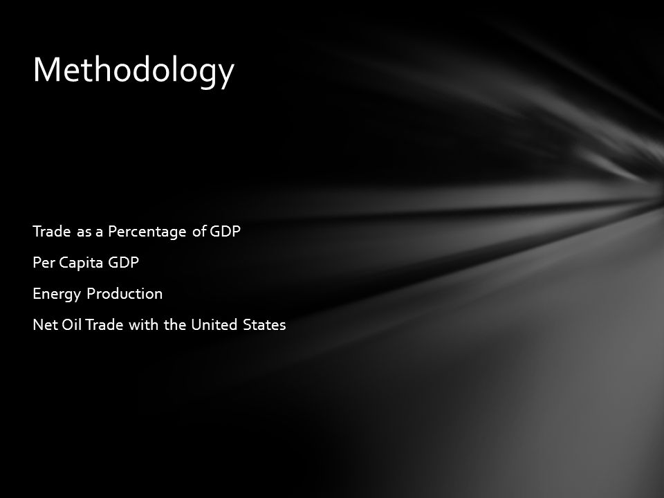 Trade as a Percentage of GDP Per Capita GDP Energy Production Net Oil Trade with the United States Methodology