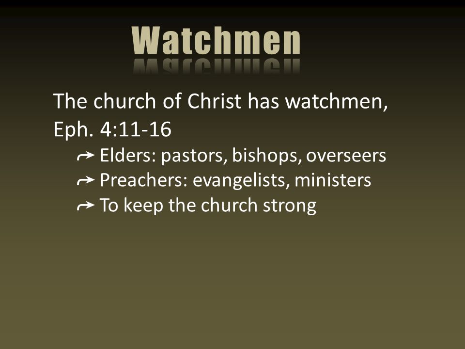 The church of Christ has watchmen, Eph.