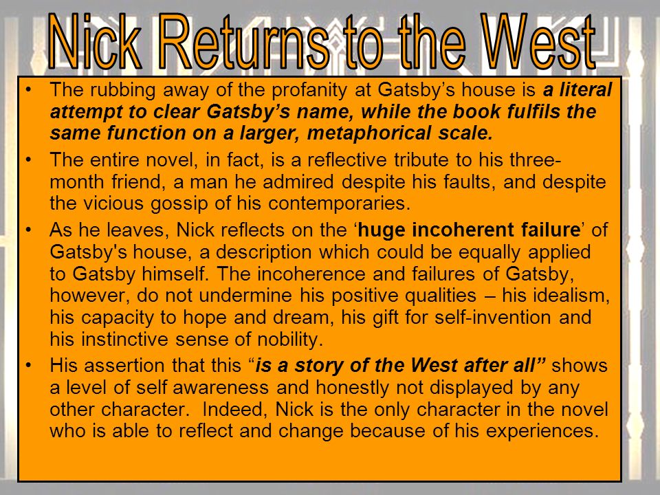 analysis of gatsby s failure at the Analysis of chapter 9 the poor attendance at gatsby's funeral exemplifies the ultimate failure of gatsby to ever achieve what he wanted the woman he loved was not present, she was off with her husband. analysis of gatsby s failure at the Analysis of chapter 9 the poor attendance at gatsby's funeral exemplifies the ultimate failure of gatsby to ever achieve what he wanted the woman he loved was not present, she was off with her husband.