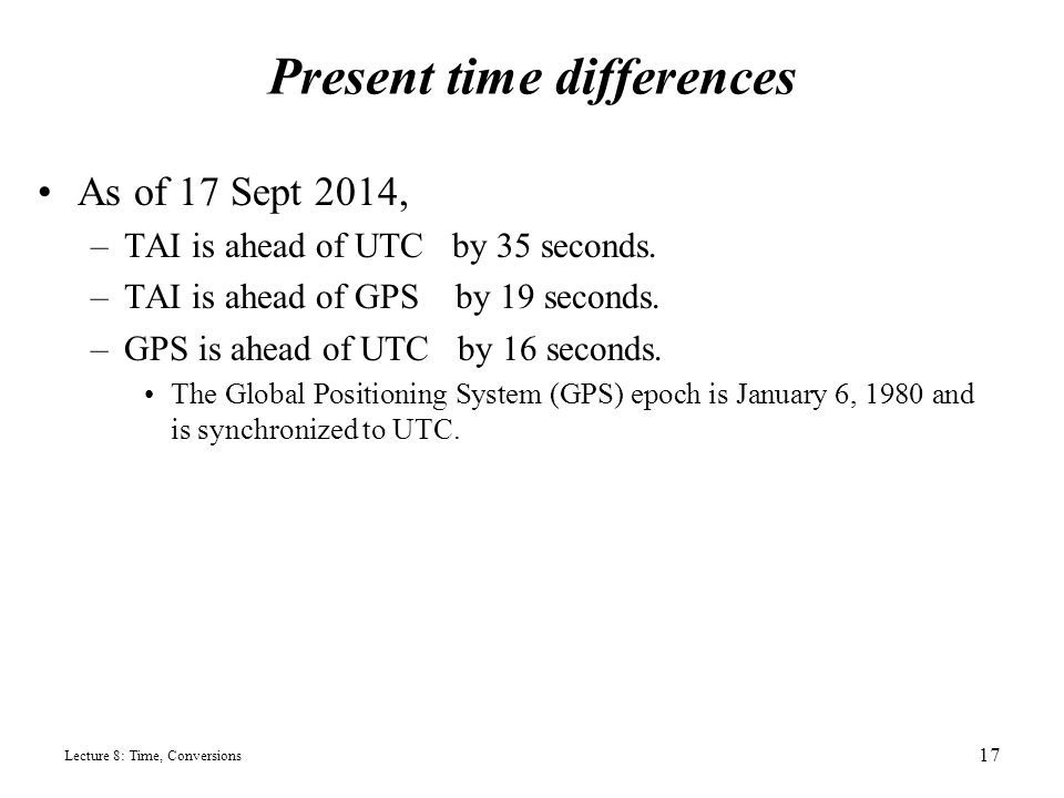 Present Time Differences As Of Tai Is Ahead Of Utc By Present Time Differences As Of Tai Is Ahead Of Utc By