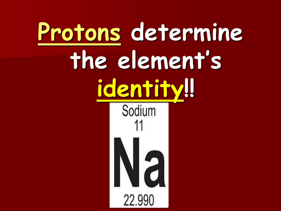Protons determine the element’s identity!!