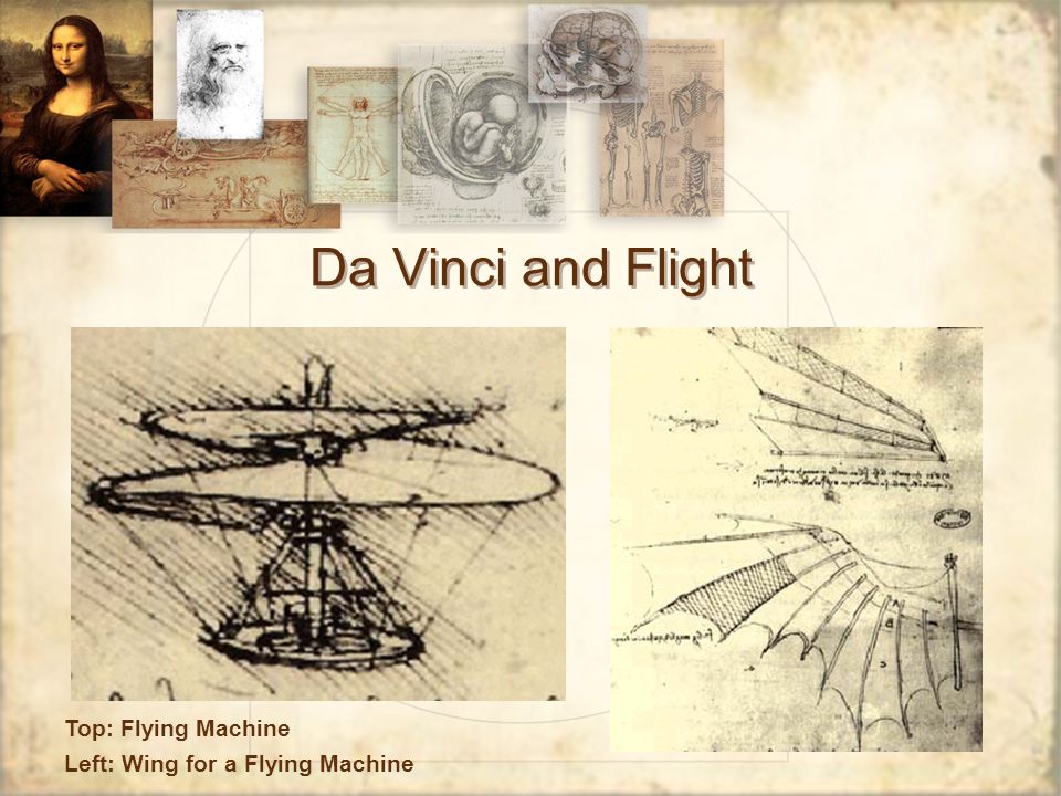 Da Vinci and Flight Left: Wing for a Flying Machine Top: Flying Machine