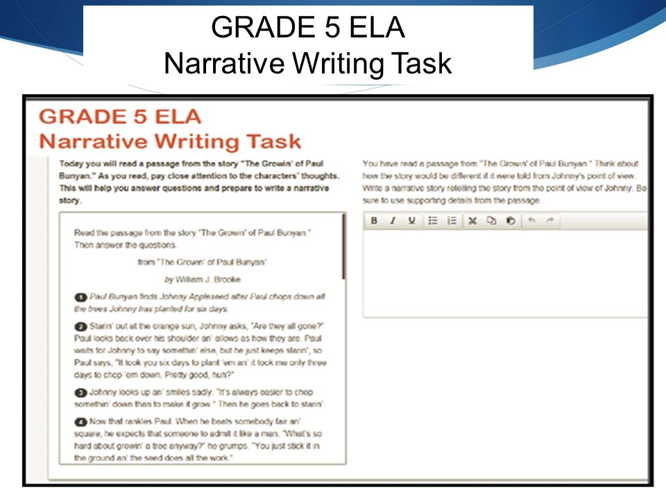 12 GRADE 5 ELA Narrative Writing Task