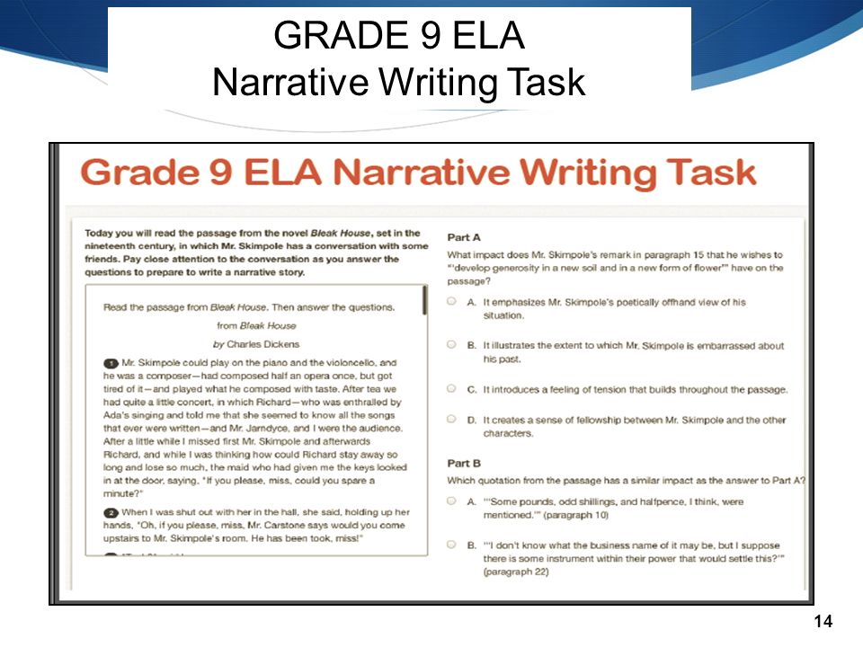 14 GRADE 9 ELA Narrative Writing Task