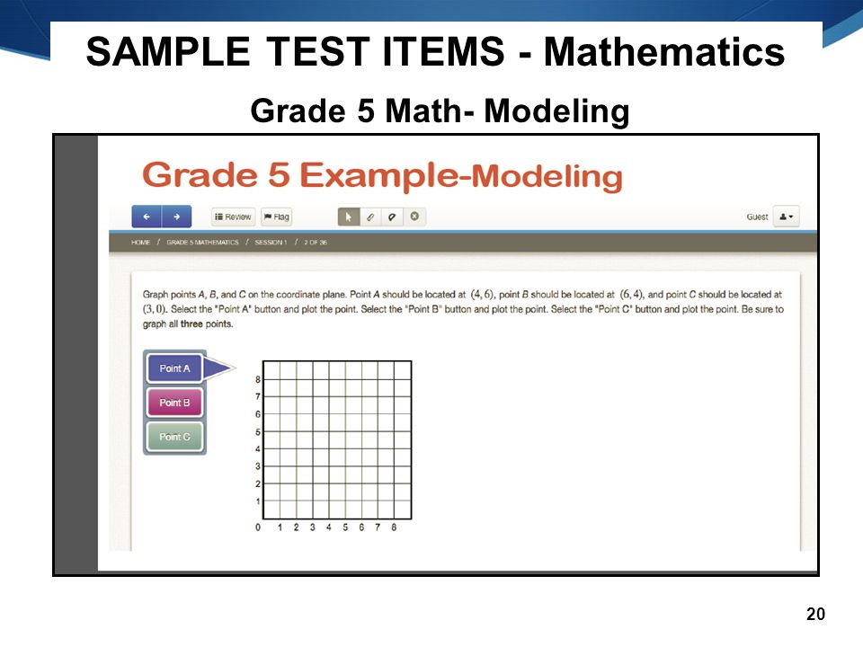 20 SAMPLE TEST ITEMS - Mathematics Grade 5 Math- Modeling