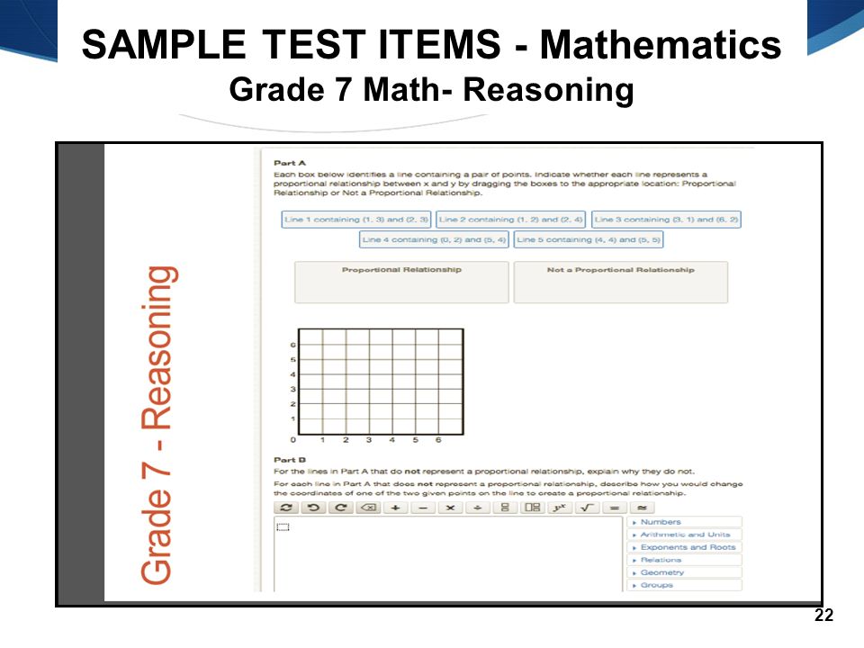 22 SAMPLE TEST ITEMS - Mathematics Grade 7 Math- Reasoning