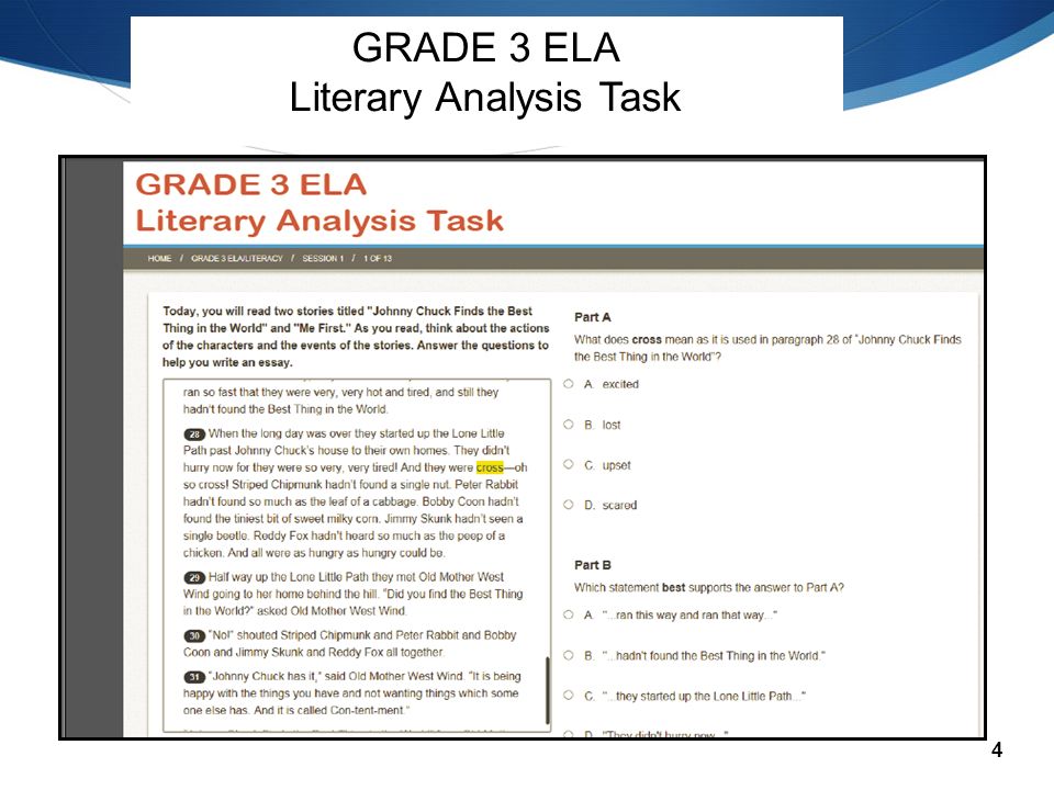 4 GRADE 3 ELA Literary Analysis Task