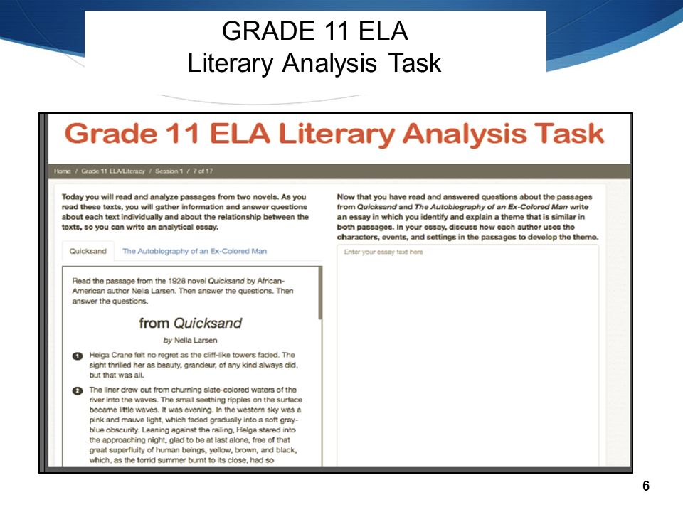 6 GRADE 11 ELA Literary Analysis Task