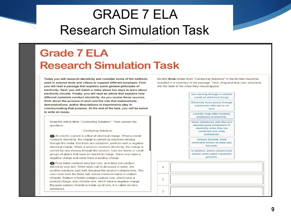 9 GRADE 7 ELA Research Simulation Task