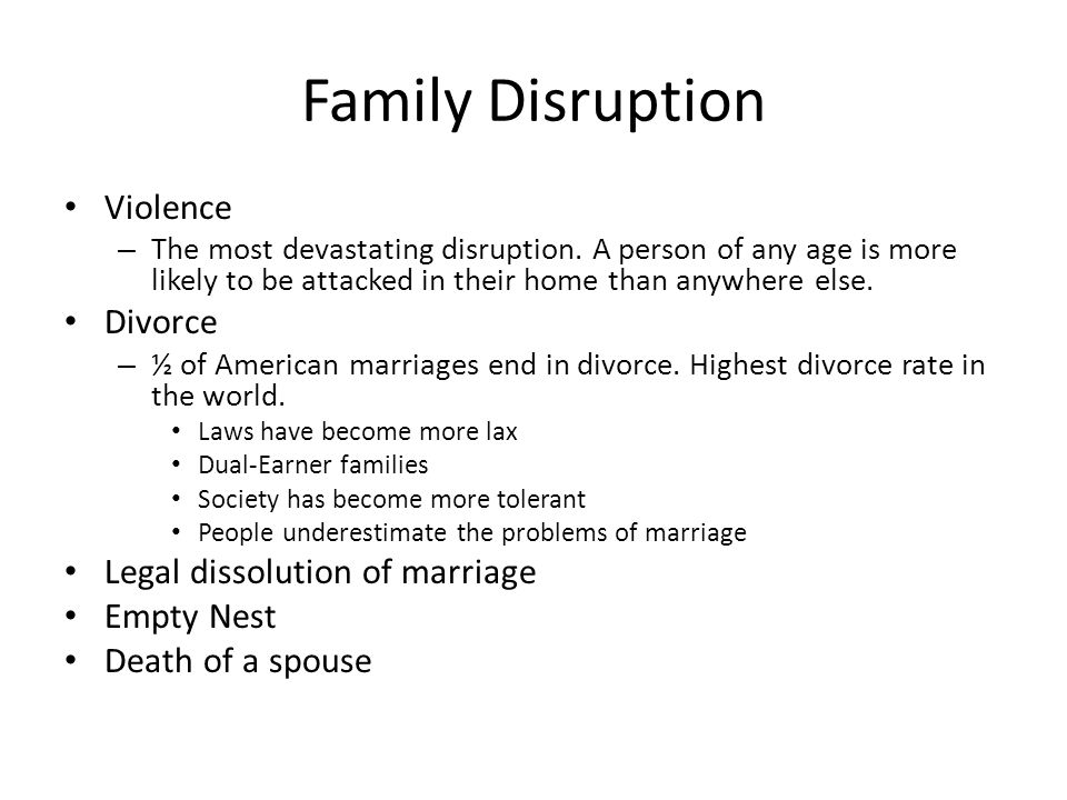 Family Disruption Violence – The most devastating disruption.