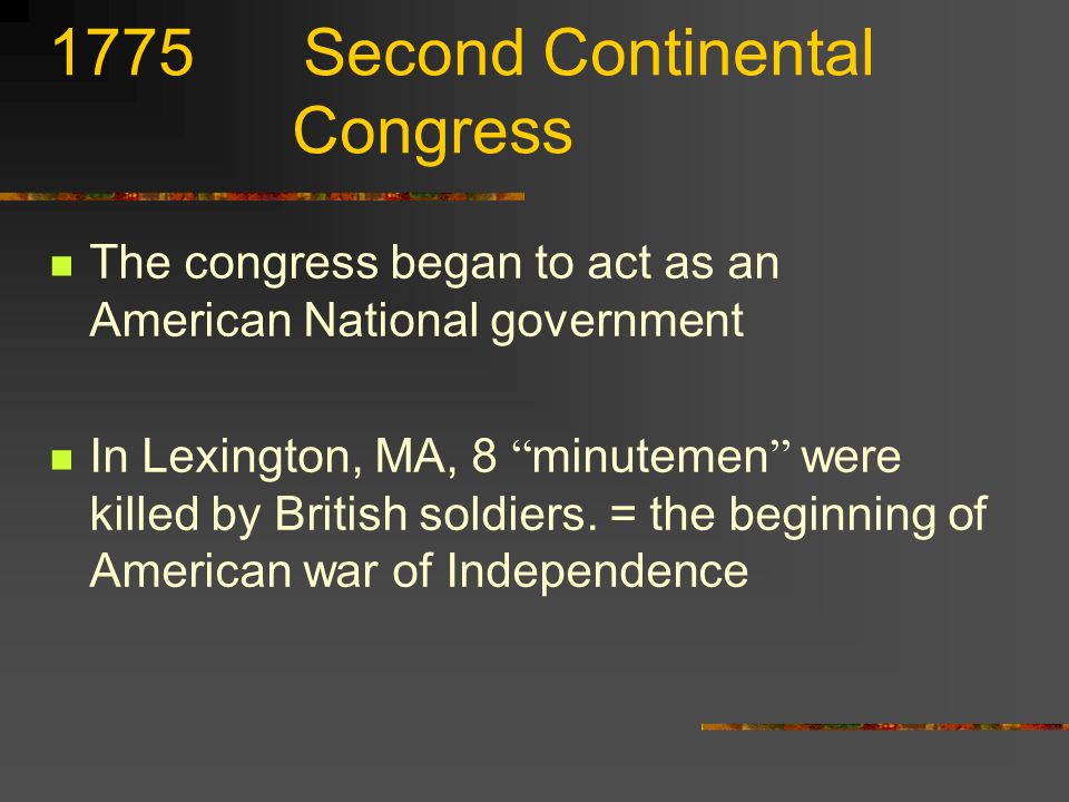 1774 First Continental Congress 56 delegates from every colony but Georgia (Samuel Adams, Patrick Henry, … )