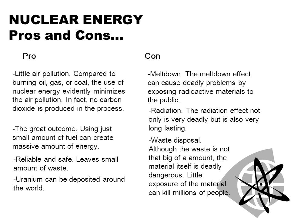 Pros And Cons Of Nuclear Energy Chart