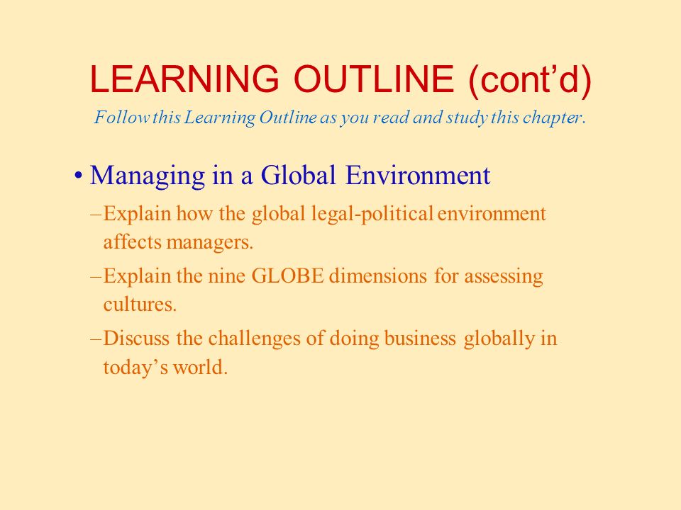 LEARNING OUTLINE (cont’d) Follow this Learning Outline as you read and study this chapter.